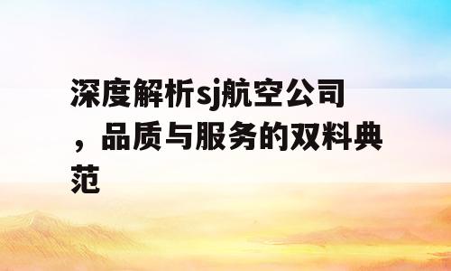 深度解析sj航空公司，品质与服务的双料典范